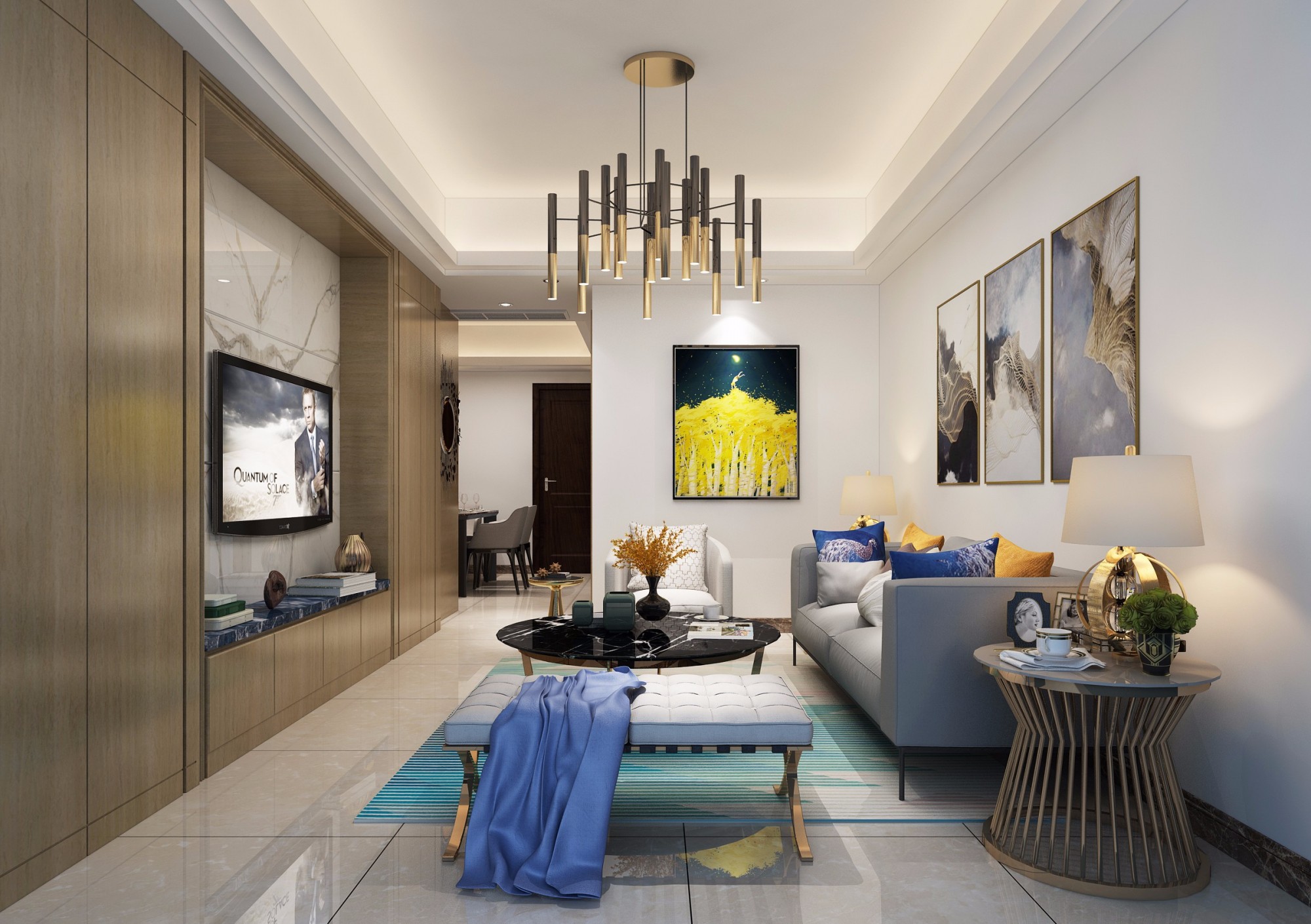 嘉興市合景天峻現(xiàn)代簡約風(fēng)格三居室裝修案例