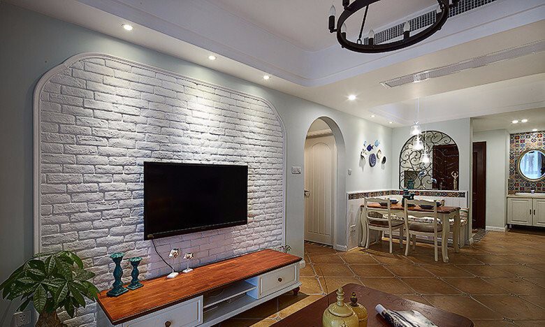 田園風(fēng)格室內(nèi)裝修效果圖-御雅園三居125平米-客廳電視墻 田園風(fēng)格室內(nèi)裝修效果圖-御雅園三居125平米-客廳電視墻