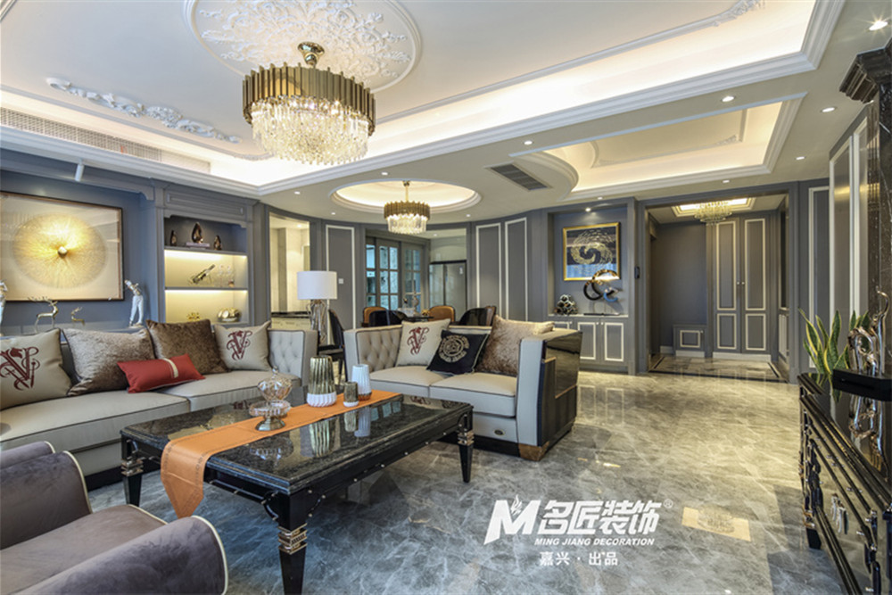 嘉興市金洲海景輕奢風(fēng)格三居室裝修案例