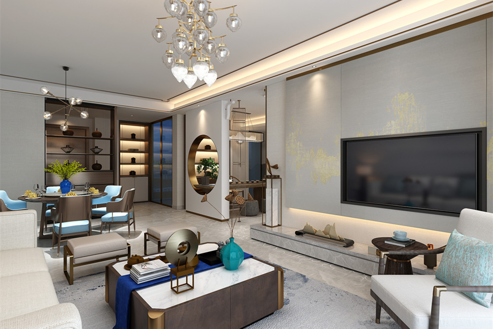 江門101-200平米新中式風格雍逸廷裝修設(shè)計效果圖