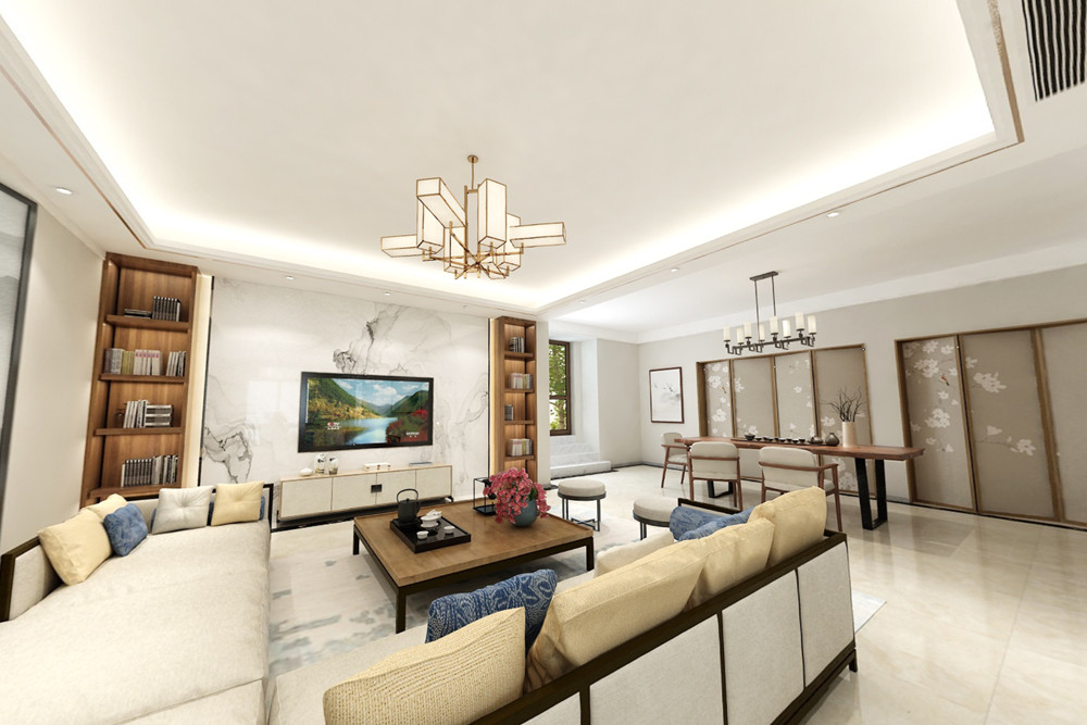 惠州201-300平米新中式風格保利林語家裝設(shè)計效果圖