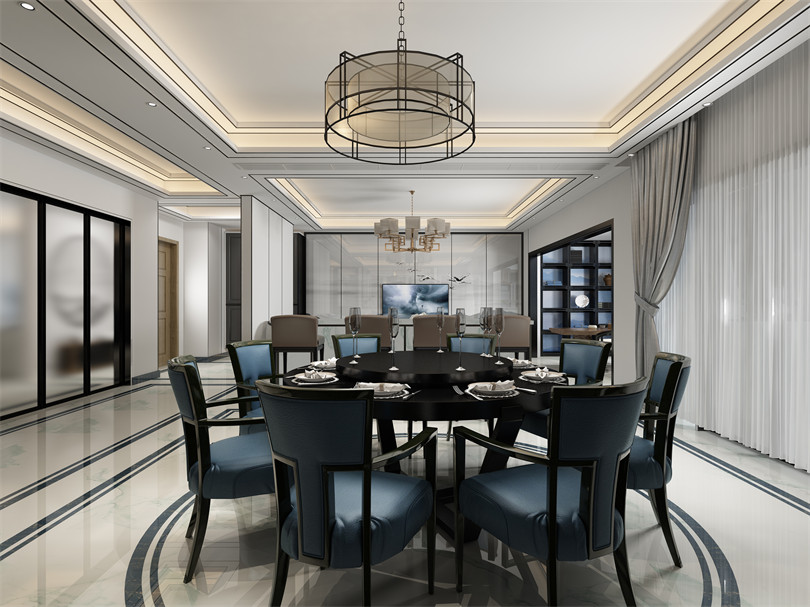 廣州市南航花園新中式風(fēng)格四居室裝修案例