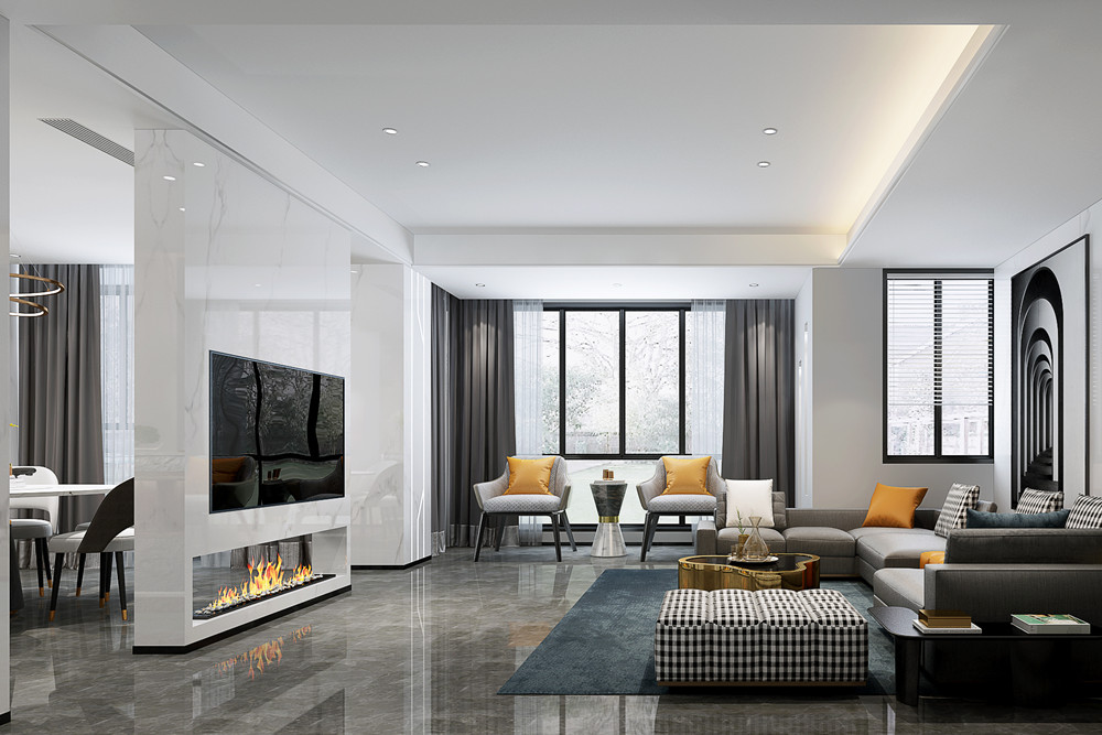 嘉興市濱海之星現(xiàn)代簡約風格復(fù)式裝修案例