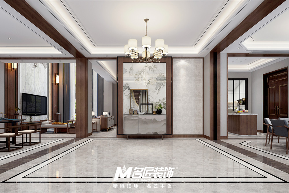 嘉興市嘉業(yè)陽光城新中式風(fēng)格別墅裝修案例