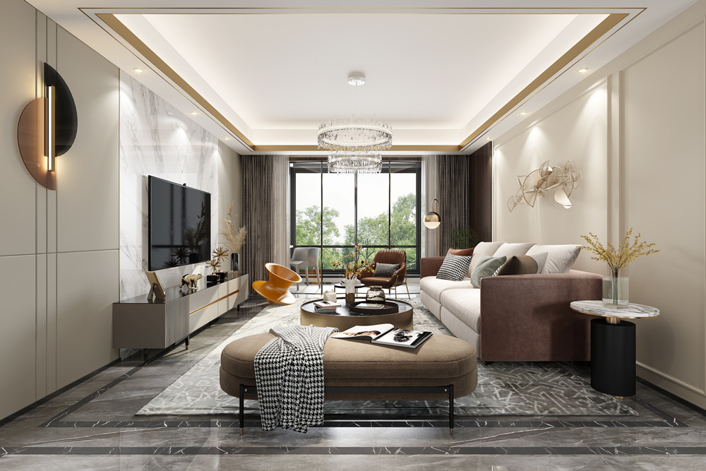 嘉興市海倫堡氿月灣輕奢風(fēng)格三居室裝修案例