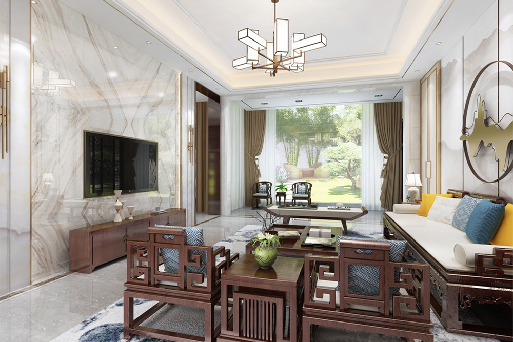 中山市富和凱悅名門(mén)新中式風(fēng)格別墅裝修案例