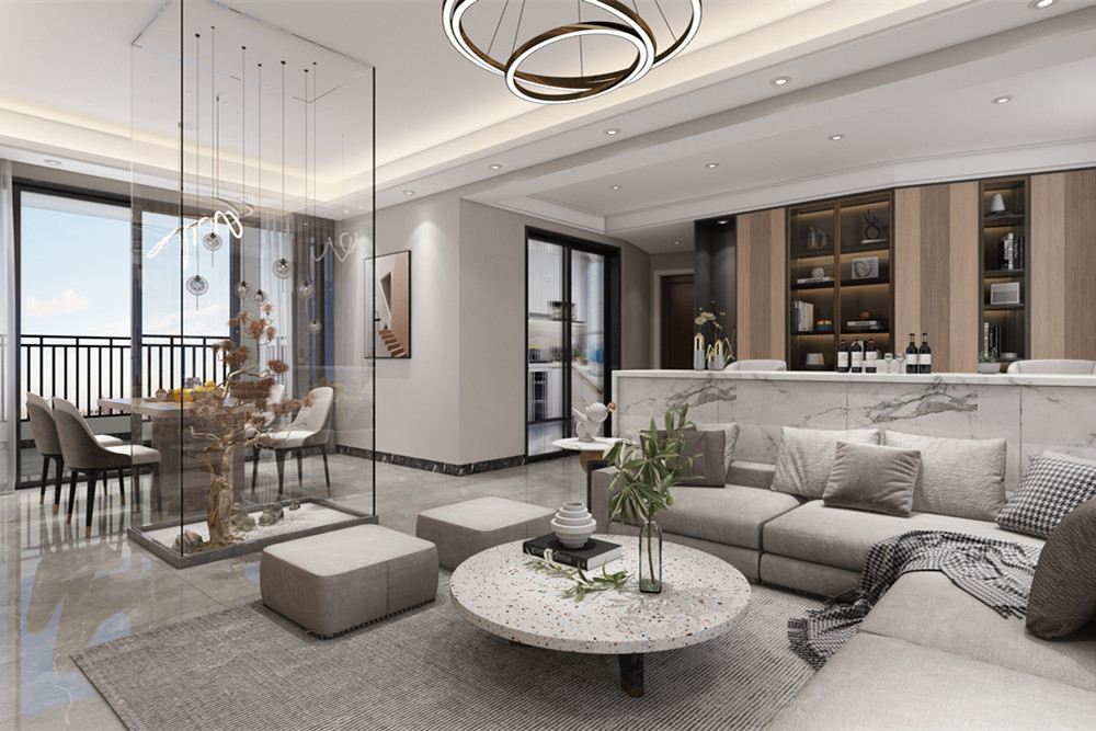 中山市龍光海悅城邦現(xiàn)代簡約風(fēng)格三居室裝修案例