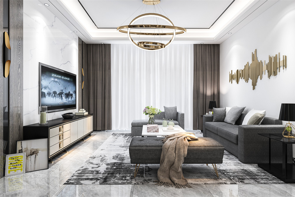 中山市雅居樂萬象郡2期輕奢風(fēng)格三居室裝修案例