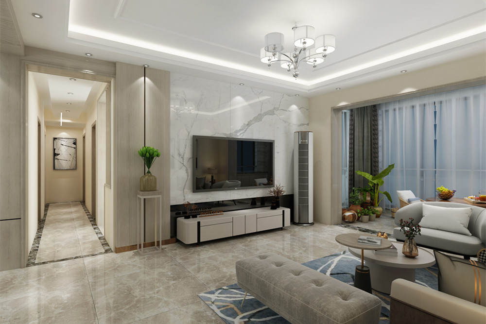 梧州市精通中央公園C區(qū)現(xiàn)代簡約風格三居室裝修案例