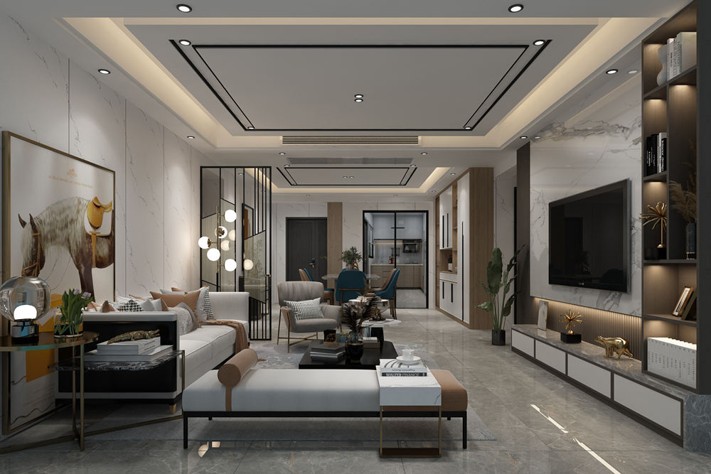 云浮市城東建行宿舍輕奢風(fēng)格三居室裝修案例