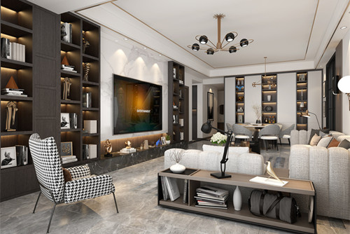 玉林市地王國際輕奢風格三居室裝修案例