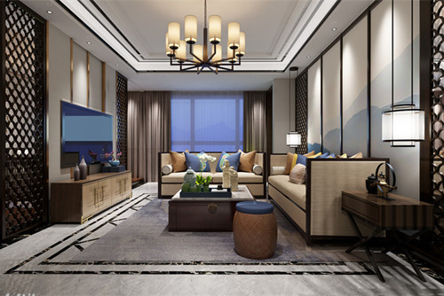 梧州市誠達汽車修理廠住宅新中式風(fēng)格四居室裝修案例