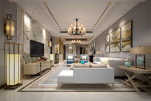 梧州市百貨倉庫宿舍新中式風格三居室裝修案例