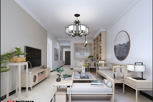 梧州市華光豪庭新中式風(fēng)格三居室裝修案例