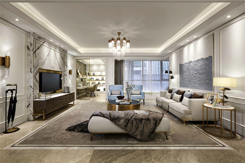 涼山彝族自治州邦泰&middot;玖熙臺(tái)輕奢風(fēng)格三居室裝修案例