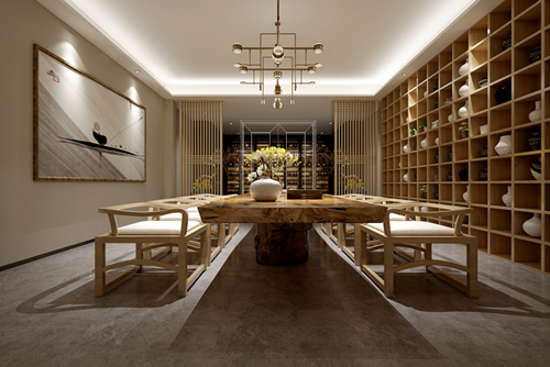 百色市地王國際新中式風(fēng)格別墅裝修案例