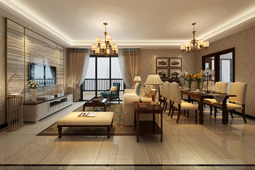 百色市品潤(rùn)劍橋郡美式風(fēng)格三居室裝修案例