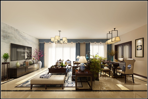 佛山市時代愛車小鎮(zhèn)(佛山)新中式風(fēng)格三居室裝修案例