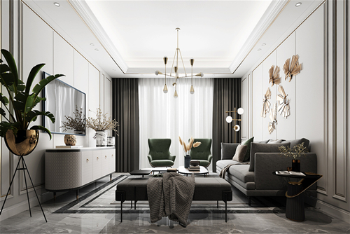 遂寧市大英碧桂園輕奢風(fēng)格三居室裝修案例