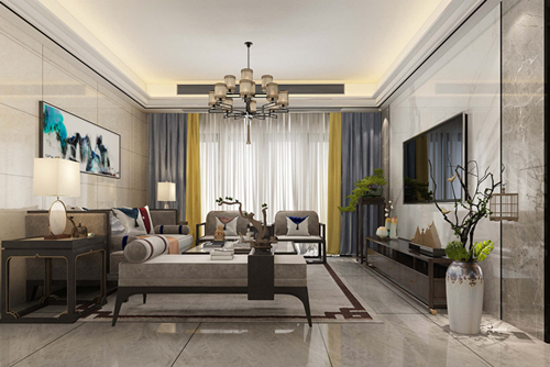 廣州市金融街融穗華府新中式風(fēng)格四居室裝修案例