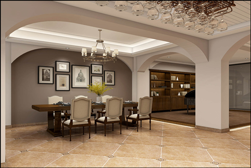 海口市寶源花園新中式風格別墅裝修案例