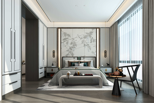 ?？谑袕V昌花苑新中式風(fēng)格別墅裝修案例