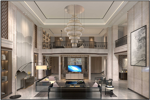 淮安市愛琴海花園新中式風(fēng)格別墅裝修案例