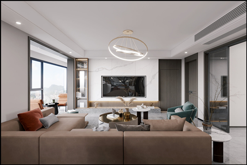 佛山市旭輝恒基鉑仕灣現(xiàn)代風格平層裝修案例